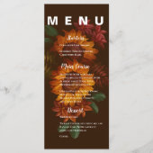 Hübsche Rustikale Burnt Orange Blumenfeier Menükarte (Vorderseite)