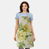 Hübsche rustikale Chic Große Gelbe Rosen auf Trell Schürze (Getragen)