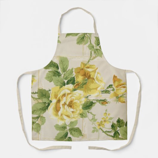 Hübsche rustikale Chic Große Gelbe Rosen auf Trell Schürze (Vorderseite)