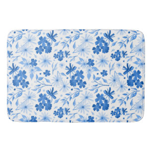 Hübsche rustikale Country Blue Floral Botanic Badematte