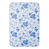 Hübsche rustikale Country Blue Floral Botanic Badematte (Vorderseite Vertikal)