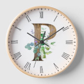 Hübsche Rustikale Letter P-Holzrahmen-Uhr Uhr (Vorderseite)