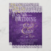 Hübsche Rustikale Lila WISTERIA Hochzeit Einladung (Vorne/Hinten)