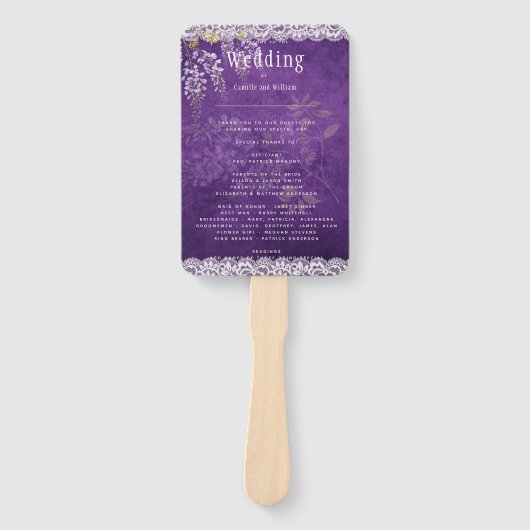 Hübsche Rustikale Lila WISTERIA Hochzeit Fächer (Vorderseite)