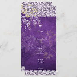 Hübsche Rustikale Lila WISTERIA Hochzeit Menükarte