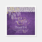 Hübsche Rustikale Lila WISTERIA Hochzeit Serviette (Vorderseite)