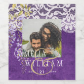 Hübsche Rustikale Lila WISTERIA Hochzeit Weinetikett (Einzelnes Label)