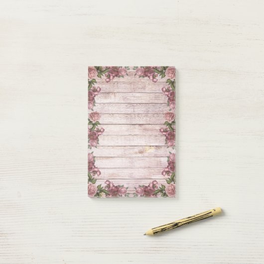 Hübsche Rustikale Magenta-Rose Post-it Klebezettel (Auf Schreibtisch)