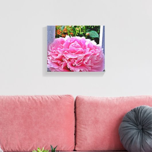 Hübsche Rustikale Pink Peony Blume Leinwanddruck (Insitu (Wohnzimmer))