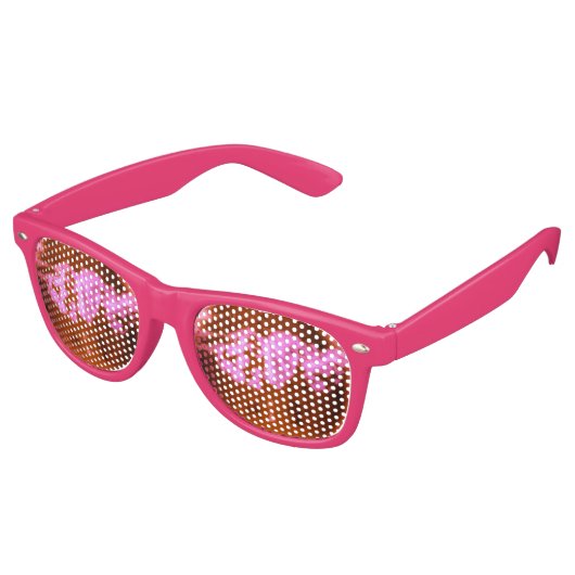 HÜBSCHE RUSTY PINK ORANGE HEARTS SUNGLASSEN PARTYBRILLE (Schrägansicht)