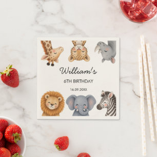 Hübsche Safari-Tiere Geburtstagsfeier Papier Servi Serviette
