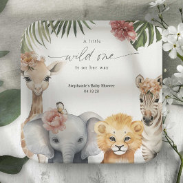 Hübsche Safari Tiere Wild One Baby Girl Dusche Pappteller