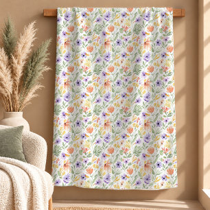 Hübsche Salbei-Staubgrüne Blumen-Boho-Decke Fleecedecke
