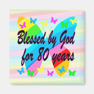 HÜBSCHE SCHALTFLÄCHE 80. GEBURTSTAG BLESSINGS MAGN MAGNET