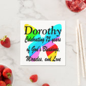 HÜBSCHE SCHALTFLY PERSONALISIEREN 75. GEBURTSTAG N SERVIETTE (Beispiel)