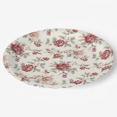 Hübsche Schicke Rote Creme Blumen Hochzeit Pappteller (Schrägansicht)