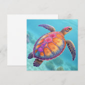 Hübsche Schildkröte Einladung (Vorne/Hinten)
