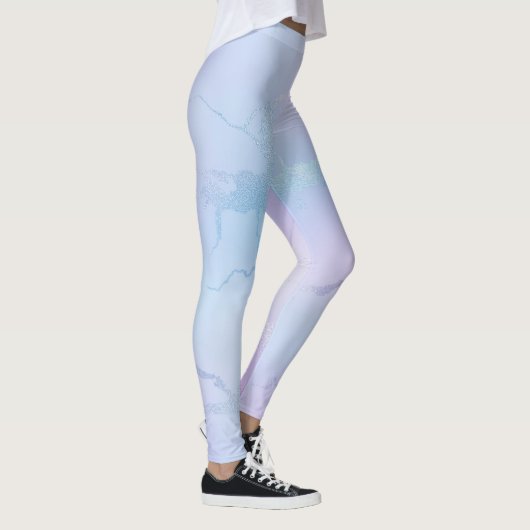 Hübsche schimmernde Pastel Lavender Blue Pink Leggings (Rechts)