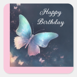 Hübsche Schimmernetze am Schmetterlingsplatz Quadratischer Aufkleber