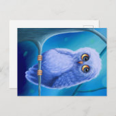 Hübsche, schläfrige blaue Eule Ankündigung Postkar (Vorne/Hinten)