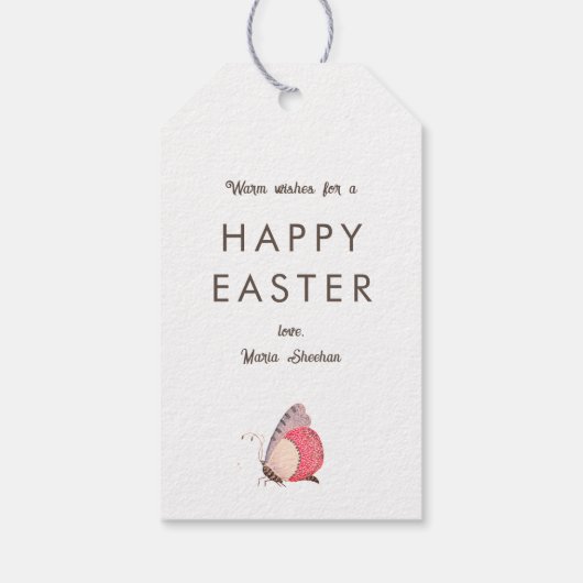 Hübsche Schmetterlinge Anpassbare Osterpräsenzette Geschenkanhänger (Rückseite)