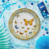 Hübsche Schmetterlinge Barockstil China Pappteller (Party)