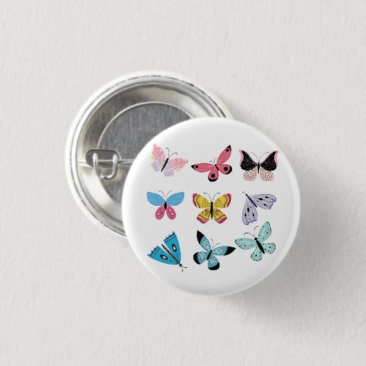 Hübsche Schmetterlinge Button (Vorne & Hinten)