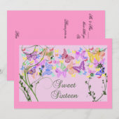 Hübsche Schmetterlinge, Einladung von 16 . Geburts (Vorne/Hinten)