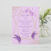 Hübsche Schmetterlinge, Glitzer & Confetti Geburts Einladung (Stehend Vorderseite)