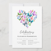 Hübsche Schmetterlinge Herzbeerdigung Einladung (Vorderseite)