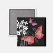 "Hübsche Schmetterlinge" (mauve) von Cheryl Daniel Magnet (Vorderseite/Rückseite)