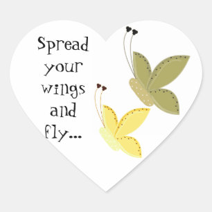 Hübsche Schmetterlinge mit Sprichwort Herz-Aufkleber