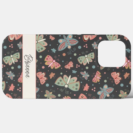 Hübsche Schmetterlinge Personalisierter Name Inspi Case-Mate iPhone Hülle (Rückseite (Horizontal))