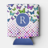 Hübsche Schmetterlinge und Dots Monogramm Dosenkühler (Rückseite)