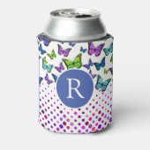 Hübsche Schmetterlinge und Dots Monogramm Dosenkühler (Kanne Rückseite)