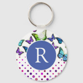 Hübsche Schmetterlinge und Dots Monogramm Schlüsselanhänger (Vorderseite)