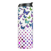 Hübsche Schmetterlinge und Dots Monogramm Thermosbecher (Nach links gedreht)