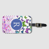 Hübsche Schmetterlinge und Monogramm Gepäckanhänger (Vorderseite (Horizontal))