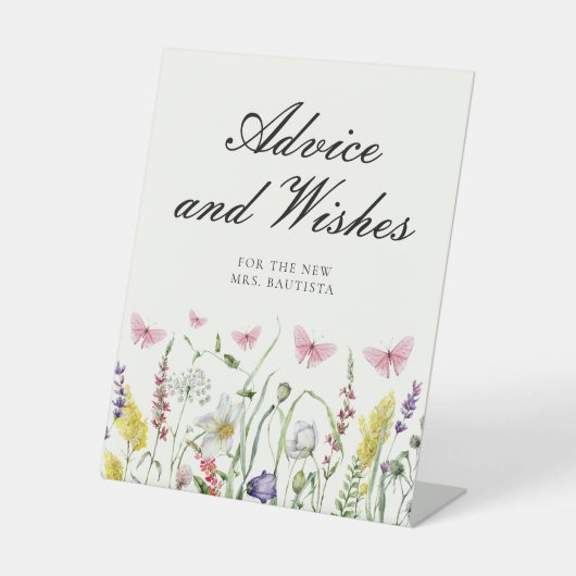 Hübsche Schmetterlingsberater wünscht Brautparty Sockelschild (Vorderseite)