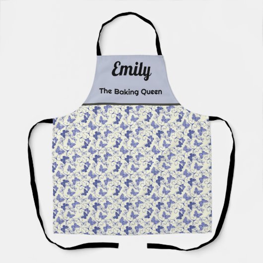 Hübsche Schmetterlingsblauer und Weißblauer Schürz Schürze (Vorderseite)