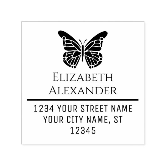 Hübsche Schmetterlingserie Silhouette Name Rücksen Permastempel (Design)