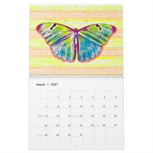 Hübsche Schmetterlingskalender Kalender (Mär 2027)
