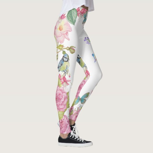 hübsche Schmetterlingsvögel Blume Yogahose Leggings (Rechts)