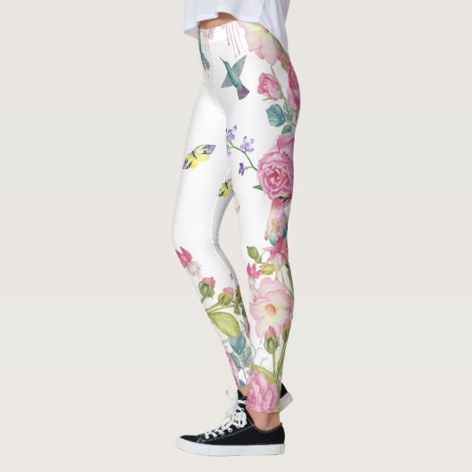 hübsche Schmetterlingsvögel Blume Yogahose Leggings (Links)
