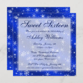 Hübsche Schneeflocke-blauer Einladung (Vorne/Hinten)