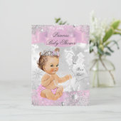 Hübsche Schneeflocke Princess Pink Baby Dusche lad Einladung (Stehend Vorderseite)