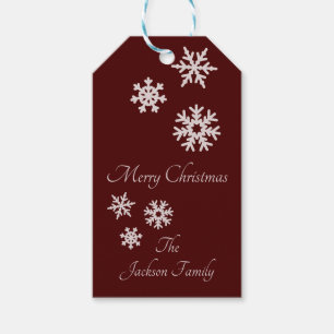 Hübsche Schneeflocken Burgund Personalisierter Na Geschenkanhänger