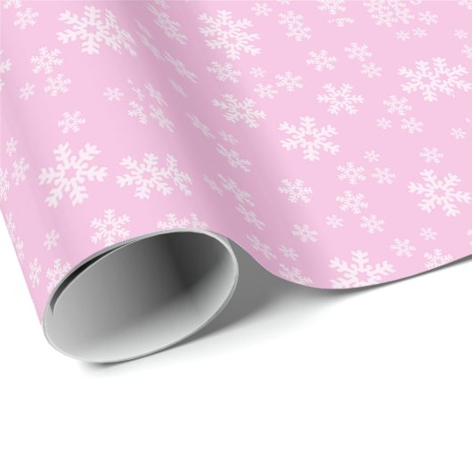 Hübsche Schneeflocken in Rosa und Weiß Geschenkpapier (Rolleneckpunkt)