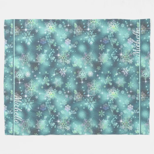 Hübsche Schneeflocken Muster Aquamarin ID846 Fleecedecke (Vorderseite (Horizontal))