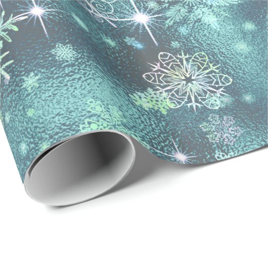 Hübsche Schneeflocken Muster Aquamarin ID846 Geschenkpapier (Rolleneckpunkt)